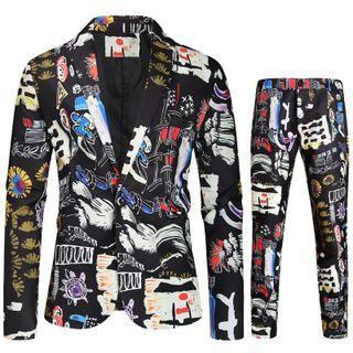 Set: All Over Print Blazer + Dress Pants