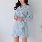 Double-breasted Plaid Mini Sheath Coat Dress
