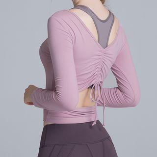 Drawstring Long-sleeve Sports T-shirt