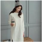 Pocket-detail Slit-side Pullover Dress