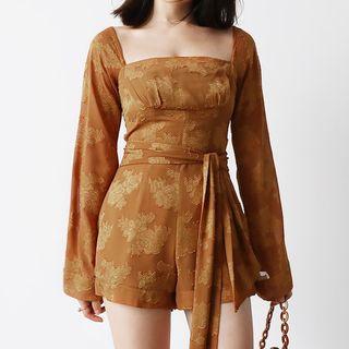 Long-sleeve Wide-leg Playsuit