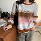 Color Panel Mohair Sweater