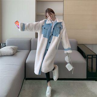 Faux Shearling Paneled Padded Zip Jacket