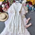 Crochet-lace Short-sleeve Midi Dress