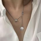 Smiley Pendant Alloy Necklace Xl1430 - Silver - One Size