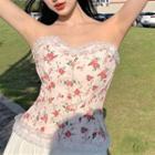 Lace Flower Print Tube Top