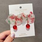 Cherry Bow Faux Crystal Dangle Earring 1 Pair - Red - One Size