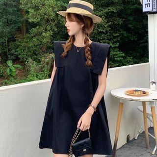 Sleeveless Round Neck Plain Mini A-line Dress