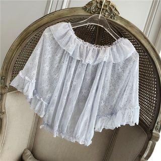 Bell-sleeve Lace Mesh Top