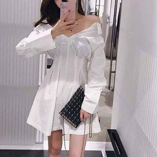 Long Sleeve Off-shoulder V-neck Dress