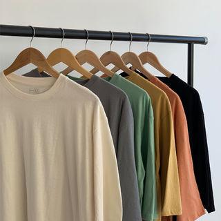4 Season Drop-shoulder Deep-slit Long T-shirt