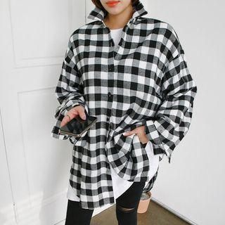 Tall Size Dip-back Check Shirt