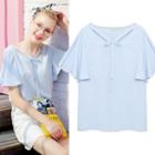 Bell-sleeve Tie-neck Top