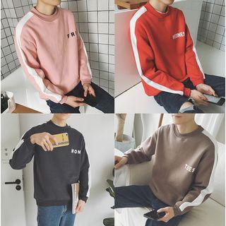 Contrast Trim Lettering Sweatshirt