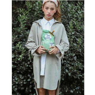 Tie-cuff Snap Button Trench Coat