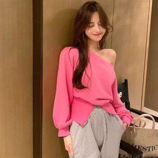 Zipper-hem Loose-fit Crop Top
