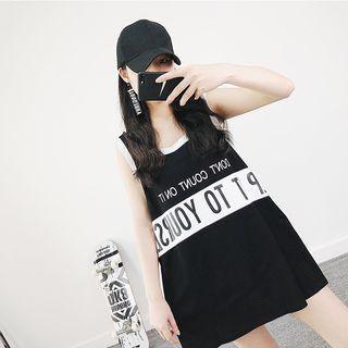 Sleeveless Lettering Mini Dress