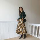 V-neck Frilled Printed Maxi Dress