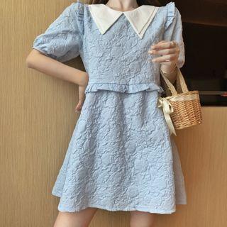 Spaghetti Strap Shift Dress / Short-sleeve Collared Dress