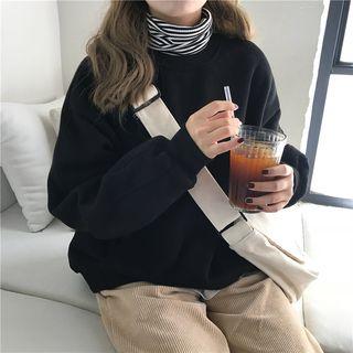 Striped Turtleneck Mock Two-piece Pullover