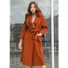Stitched Wool Blend Coat With Sash Camel - One Size