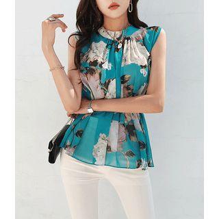 Sleeveless Floral Swing Blouse