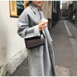 Long Tie-waist Coat Gray - One Size