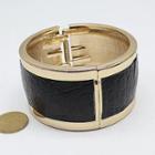Croc Grain Faux Leather Bangle As Shown In Figure - One Size