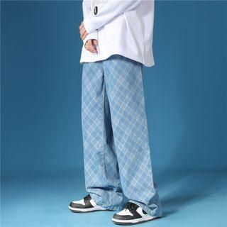 Argyle Print Wide Leg Jeans