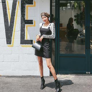 Pinstripe Mini Overall Dress