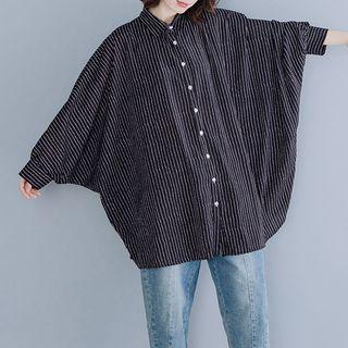 Long-sleeve Striped Shirt Black - One Size
