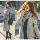Set: Open Front Knit Jacket + Scarf