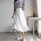 Lace-trim A-line Midi Skirt