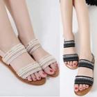 Patterned Strap Flat Sandals