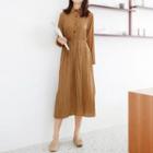 Dotted Pleated Midi Shirtdress