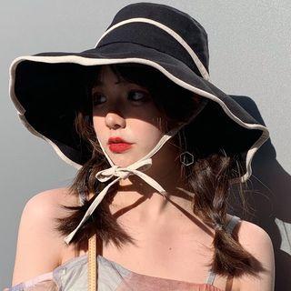 Contrast Trim Lace-up Bucket Hat