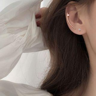 Rhinestone Curve Sterling Silver Earring