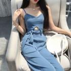Plain Spaghetti Strap Cropped Pinafore Jumpsuit