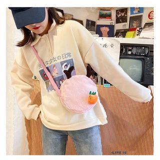 Antler Accent Fleece Round Crossbody Bag