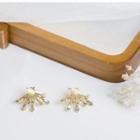 Faux Pearl Rhinestone Ear Stud 1 Pair - Era080-08 - Gold - One Size