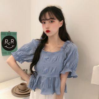 Ruffle Square-neck Shirt Top