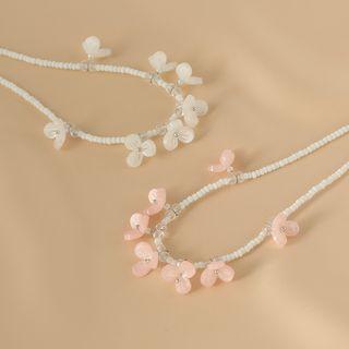 Faux Perl Floral Necklace