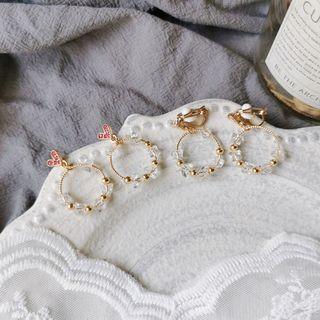 Faux Crystal Rhinestone Alloy Hoop Earring