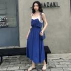 Color Block Midi Spaghetti Strap Dress