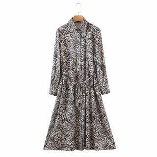 Leopard Print Maxi A-line Dress