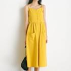 Pocket-front V-neck Spaghetti-strap Dress