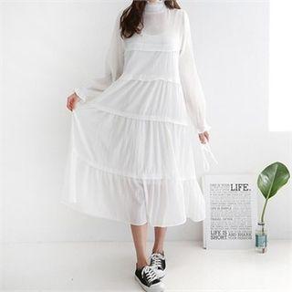 High-neck Long Tiered Dress