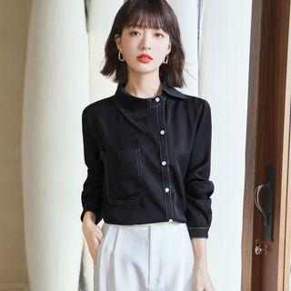 Pocket Detail Contrast Stitching Shirt