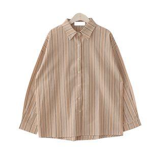 Set: Stripe Long-sleeve Shirt + Stripe Scarf