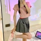 Mini Pleated Skirt / Short Sleeve T-shirt